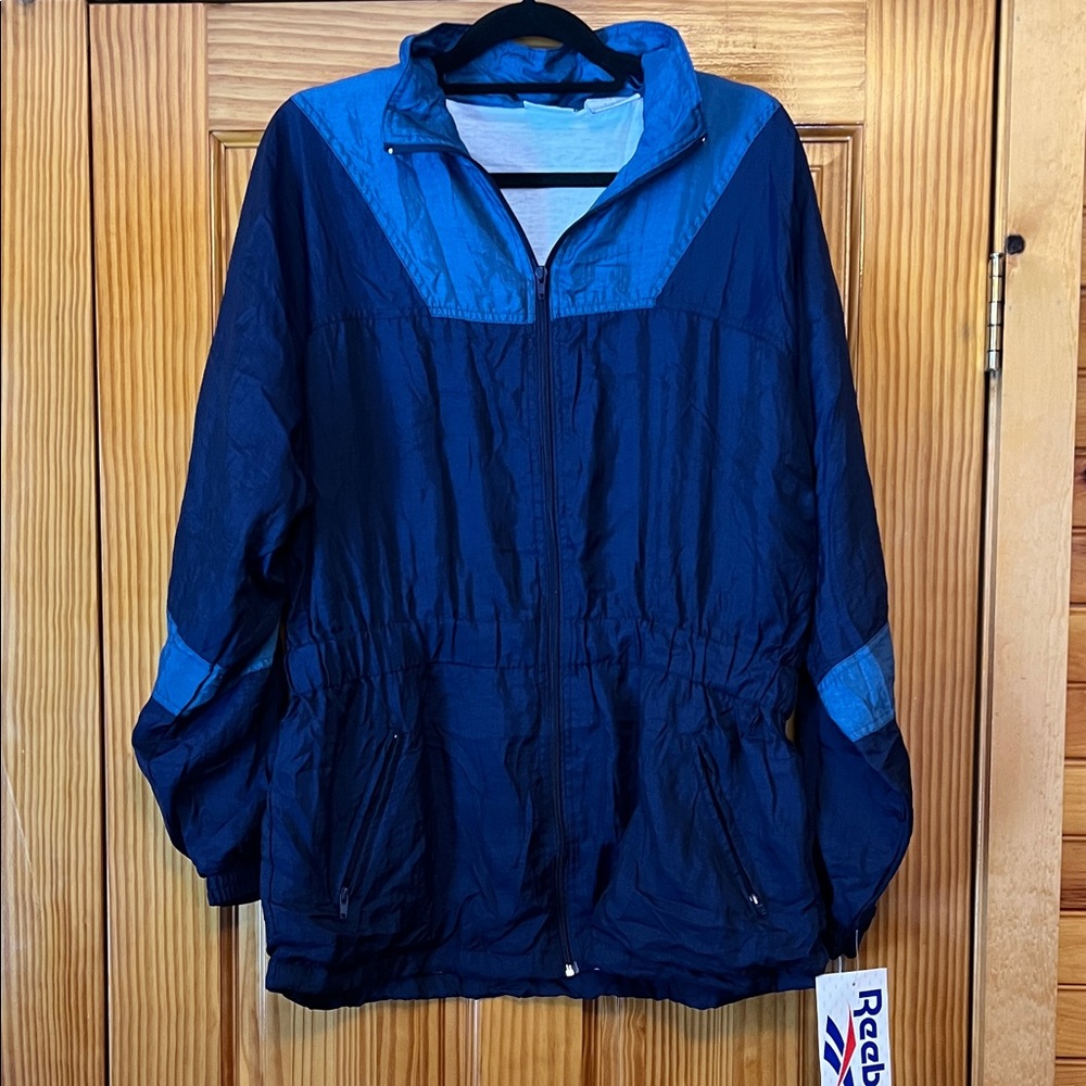 **NWT** Vintage 90s Reebok Navy and Sky Blue Windbreaker Jacket